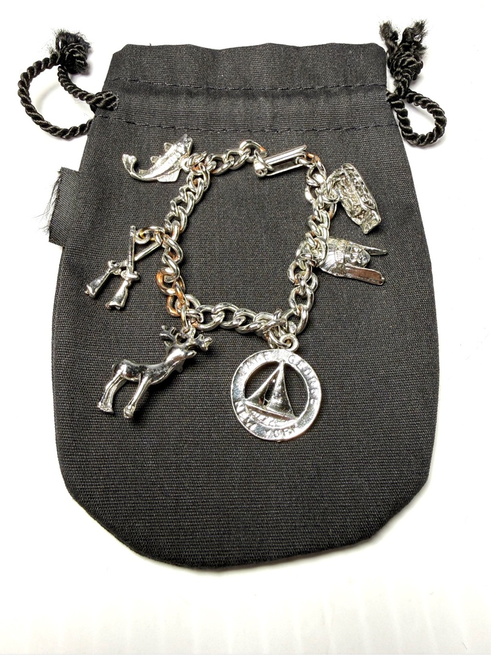 Lake George, New York Silver Tone Charm Bracelet